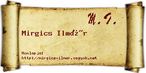 Mirgics Ilmár névjegykártya